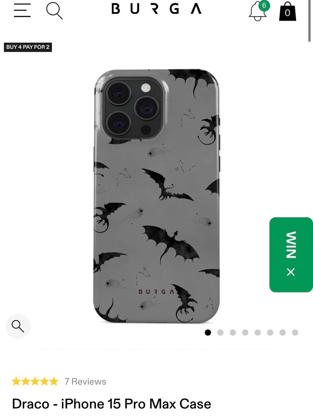 Draco iPhone 15 Pro Max Case - Gray with Dragons BURGA